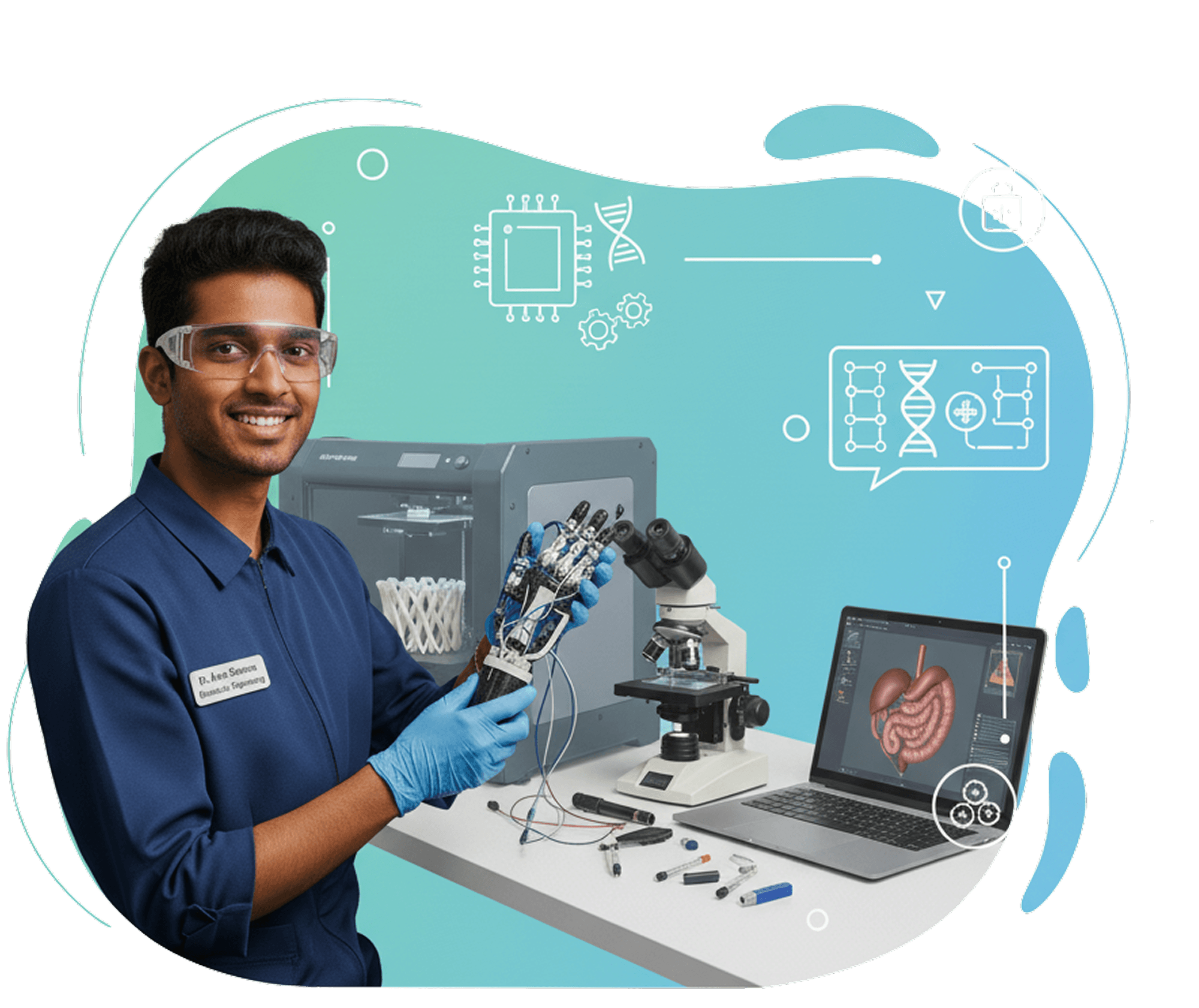 Biomedical Engineer working with advanced equipment