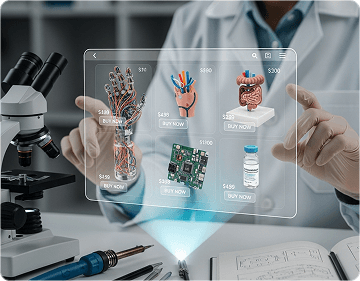 Doctors interacting with a virtual anatomical model